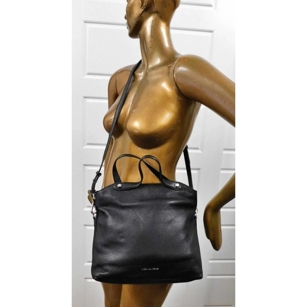 Michael Kors Hyland Satchel Bag Womens Black Pebbled Leather Crossbody NWT‎